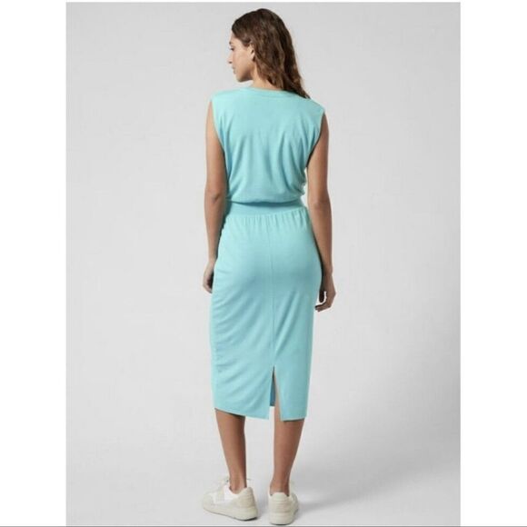 NWT Athleta Santorini Cinch Midi Dress Gulf Green L - Picture 3 of 4
